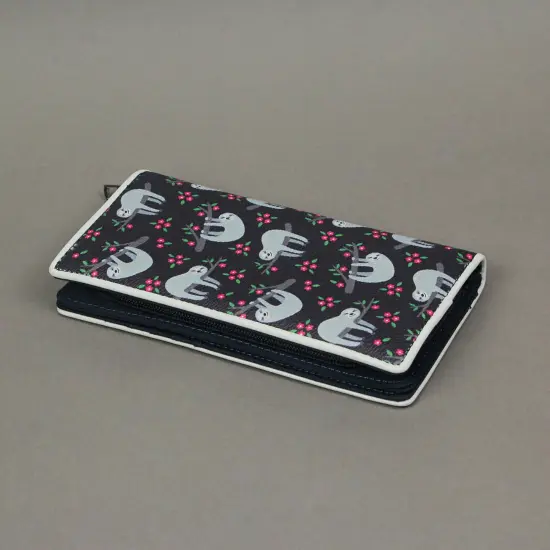 Take It Easy Happy Sloth Vinyl Novelty Wallet ID Holder Snap Fashion Wristlet {3}