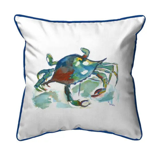Betsy Drake Betsy's Crab Extra Large 22 X 22 Indoor / Outdoor White Pillow {1}