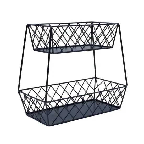 Gourmet Basics by Mikasa Lattice Farm Storage Basket, 2 Tier, Black {4}