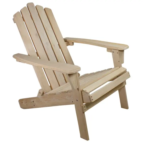 Northlight 36" Natural Brown Classic Folding Wooden Adirondack Chair {1}