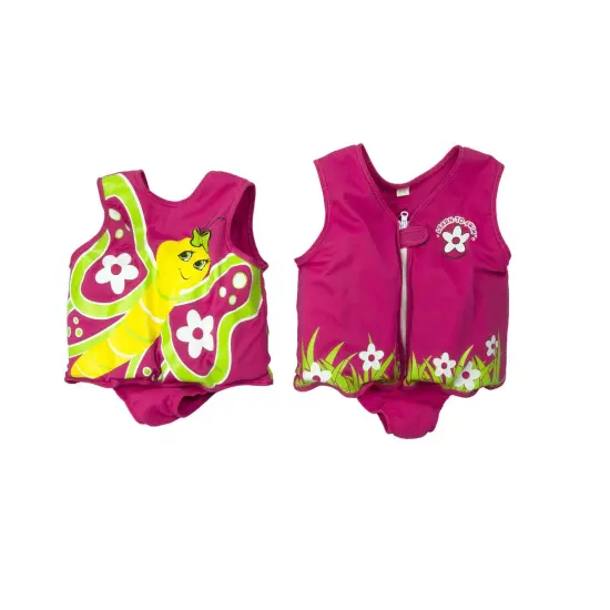 Swim Central Pink and Yellow Butterfly with Flowers Unisex Toddler Swim Vest Ages 1-3 {1}
