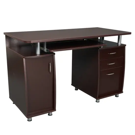 Techni Office Solutions 48" Brown Chocolate Unique Techni Mobili Complete Workstation Computer Desk with Storage {1}