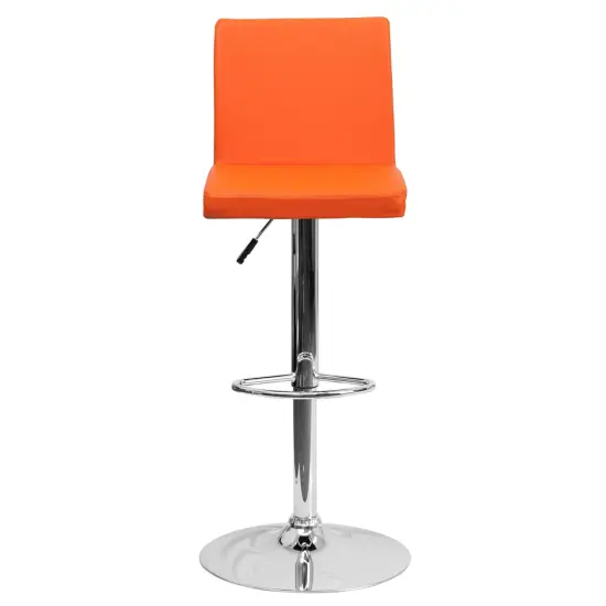 Emma and Oliver Panel Back Adjustable Height Barstool with Chrome Base Black {7}
