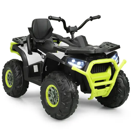 12 V Kids Electric Four Wheeler with 2 Powerful Drive Motors and Wear-Resistant Wheels Lights-White {1}