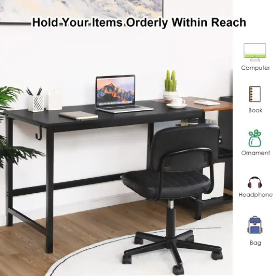 59 Inch Home Office Computer Desk with Removable Storage Shelves and Charging Station Black {3}