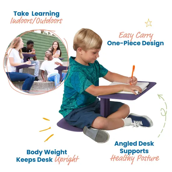 The Surf Portable Lap Desk, Kids Floor Desk, One-Piece Writing Table, Flexible Seating, 10-Pack Eggplant {3}