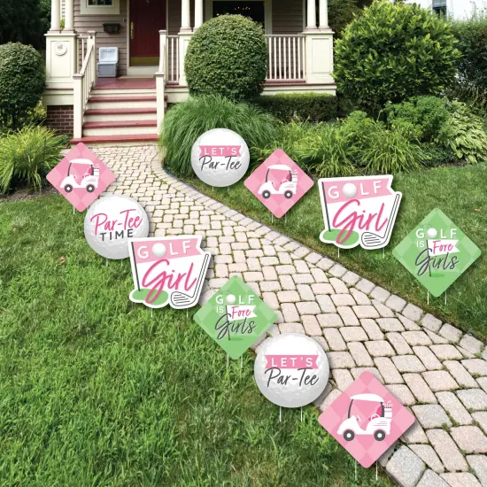 Big Dot of Happiness Golf Girl - Lawn Decorations - Outdoor Pink Birthday Party or Baby Shower Yard Decorations - 10 Piece {1}