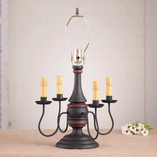 Jamestown Lamp Base in Hartford Black with Red Stripe {3}