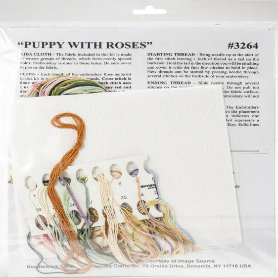 Design Works Counted Cross Stitch Kit 10"X10"-Puppy W/Roses {2}