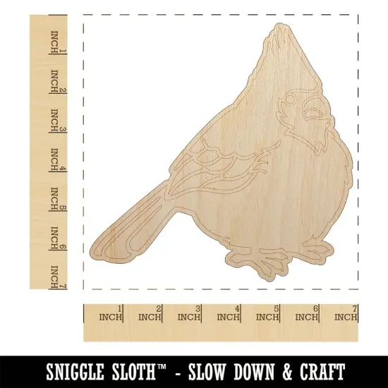 Puffy Cardinal Bird Unfinished Wood Shape Piece Cutout for DIY Craft Projects {1}