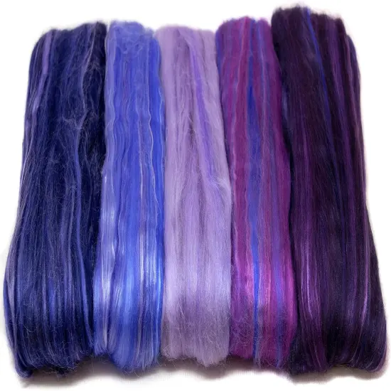 5oz Merino Silk Luxe Blends - Roving for Spinning, Felting, and Blending. Merino Wool + Glossy Mulberry Silk + Premium Tussah Silk. Royal Velvet {2}