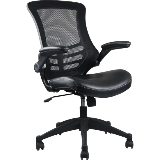Techni Office Solutions 3' Solid Black Stylish Mid-Back Mesh Office Chair with Adjustable Arms {1}