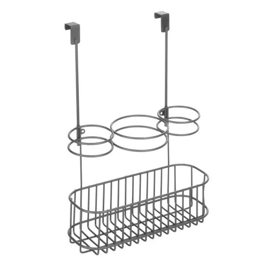mDesign Steel Over Cabinet Door Hair Care/Styling Tool Storage Basket {4}