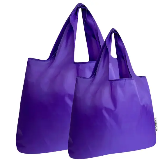 Wrapables Large & Small Foldable Tote Nylon Reusable Grocery Bags, Set of 2 Set of 2, Purple {1}