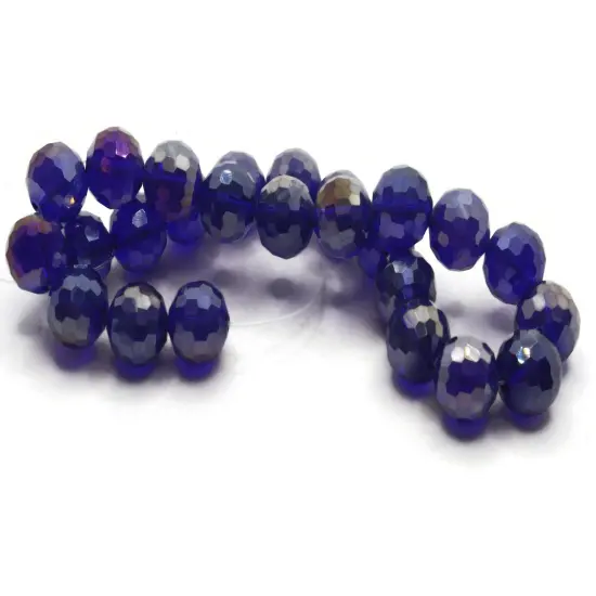 25 12mm Faceted Round Blue Glass Beads {6}