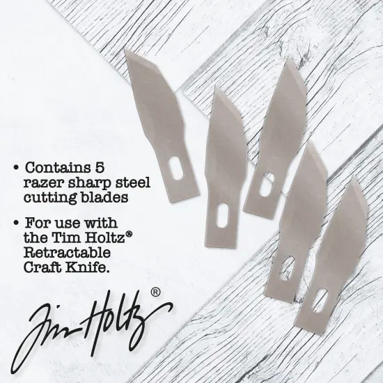 Tim Holtz Retractable Craft Knife Refill Blades 5/Pkg-Wide Point- For 3356E {6}