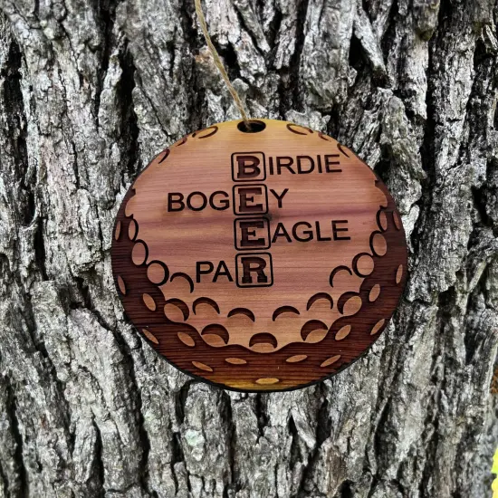 Birdie Bogey Eagle Par - Cedar Ornament {2}