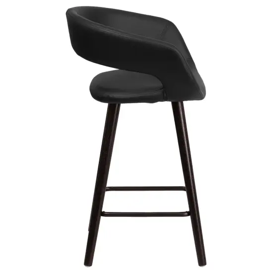 Merrick Lane Plath 24 Inch Cappuccino Ultramodern Bar Counter Stool With Upholstered Seat Black {5}
