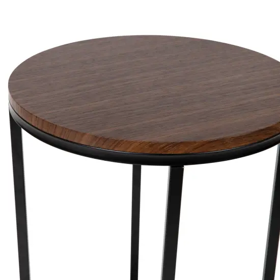 Merrick Lane Fairdale End Table with Round Cross Brace Frame Walnut/Matte Black {5}