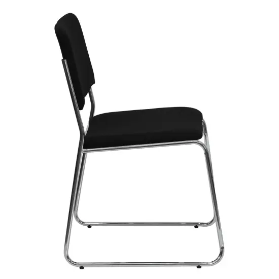 Emma and Oliver 500 lb. Capacity High Density Stacking Chair with Sled Base GrayFabric/Black {10}