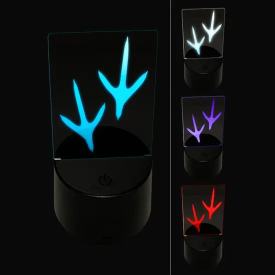 Chicken Footprints Tracks 3D Illusion LED Night Light Sign Nightstand Desk Lamp {1}