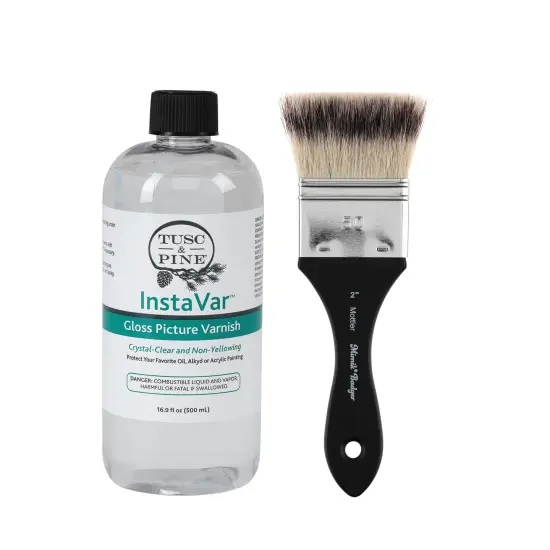 Tusc & Pine InstaVar Varnish & Mottler #2 Brush - Archival Quality Varnish for Oil, Alkyd, and Acrylic Artists {2}