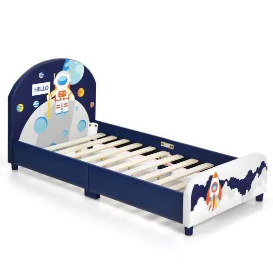 Kids Upholstered Platform Bed with Headboard and Footboard {1}