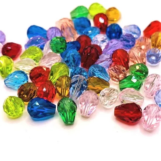 12 or 60 Pieces: 6x8 mm Teardrop Imitation Crystal Birthstone Bead Set {2}