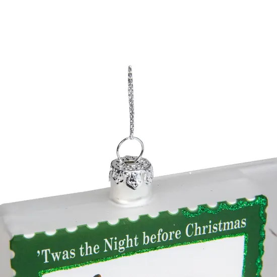 Northlight USPS Santa Stamp "Twas The Night Before Christmas" Glass Christmas Ornament - 3.5" - Green {6}