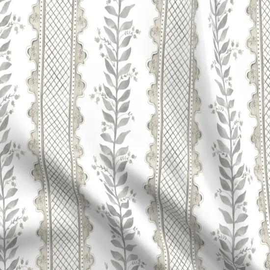 Various Fabrics by the Yard or Fat Quarter Boho Granny Chic White Beige Kitsch Floral Directional Lattice Stripes Large Scale Baroque Custom Printed Fabric by Spoonflower {5}