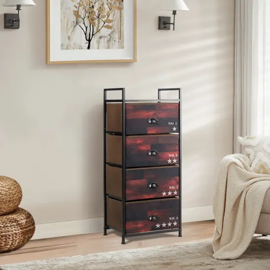 4 Drawer Fabric Dresser Storage Tower Nightstand {6}