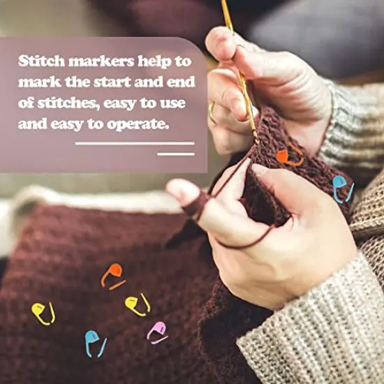 124 Pieces Stitch Markers for Crocheting, Colorful Knitting Markers Crochet Clips with 4 Pcs Big Eyes Sewing Needles, 10 Colors Stitch Locking Clip with Storage Box {5}