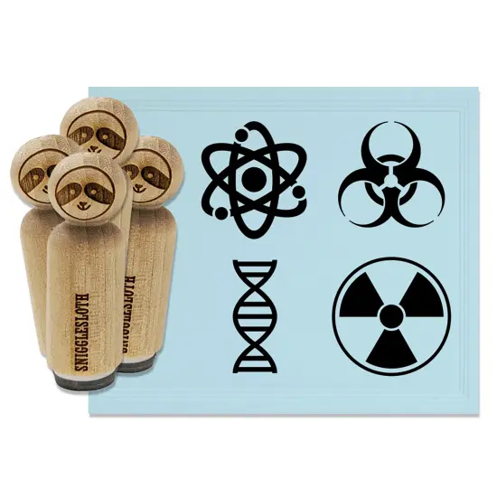 Science Symbols Atom DNA Biohazard Radiation Rubber Stamp Set for Stamping Crafting Planners {2}