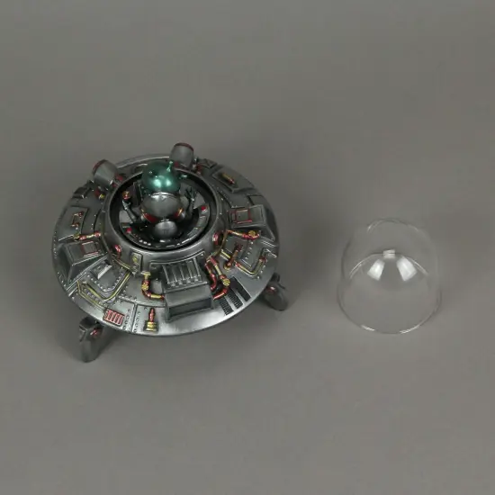 Luminescence Visitor UFO Flying Saucer Hand Painted Pewter Finish Statue {6}
