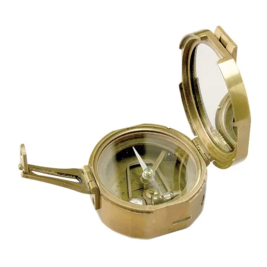 3 Inch Diameter Handheld Brass Nautical Compass Gold {1}