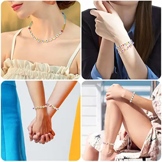 1400 Pieces Letter Beads Kit, 28 Styles Alphabet Beads Colorful Smiley Face Beads Heart Beads for Bracelets and Jewelry Making {3}