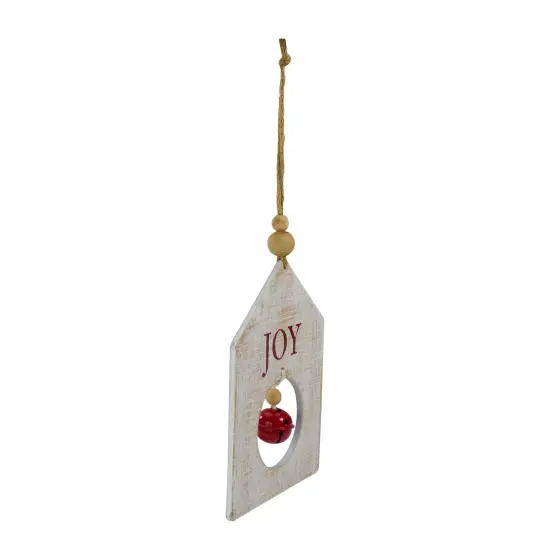 Northlight Rustic Wooden "JOY" with Bell Christmas Tag Ornament - 8" - Red and White {5}