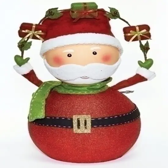 Roman 24" Red and Green Musical Santa Claus with Gifts Christmas Tabletop Figure {1}