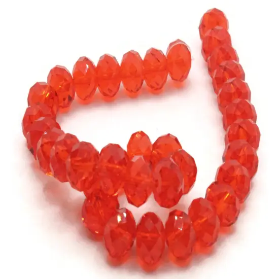 35 11mm x 9mm Red Faceted Rondelle Glass Beads {4}