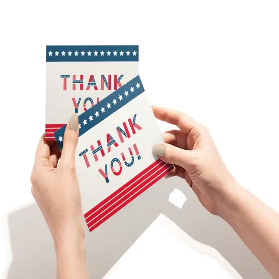 Twigs Paper - American Flag Thank You Cards - Patriotic Stationary Cards with Envelopes - Greeting Card for Veteran's Day, Memorial Day, 4th of July & More - Made In USA - 5.5" x 4.25" (Set of 12) {4}