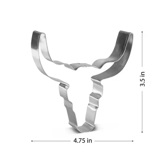 Bull Skull Longhorn Cookie Cutter 4.75 in, CookieCutter.com, Tin Plated Steel, Handmade in the USA {2}