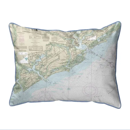 Charleston Harbor Map Pillow 20x24 &ndash; Extra Large Indoor/Outdoor {1}