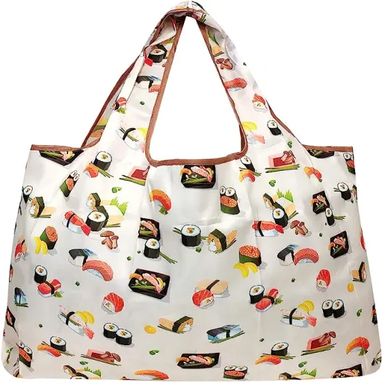 Wrapables Large Foldable Tote Nylon Reusable Grocery Bags, 5 Pack Fantasy Treats {5}