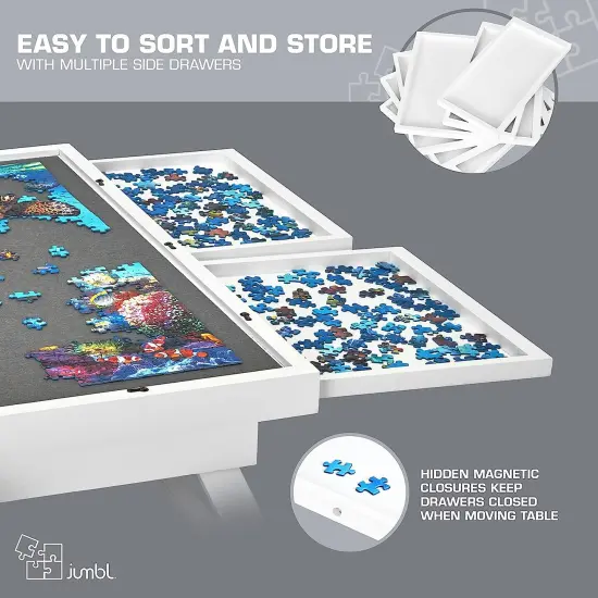 Jumbl 1500 Piece Puzzle Board, 27&rdquo; x 35&rdquo; Wooden Jigsaw Puzzle Table Board White {12}