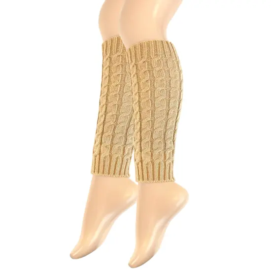 Wrapables Women's Cable Knit Leg Warmers, Caramel {2}