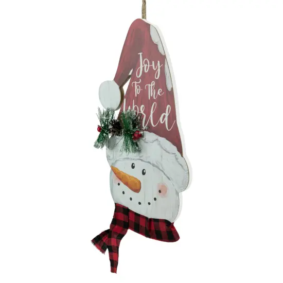 Northlight 16.5" Joy to the World Snowman in Santa Hat Christmas Wall Decoration White {4}