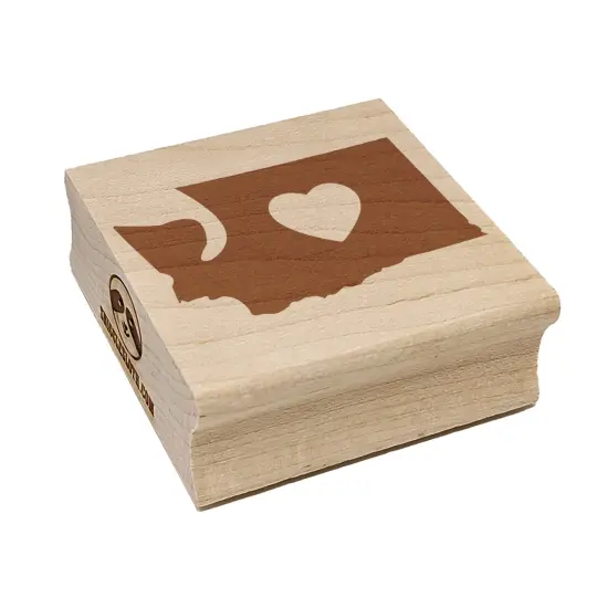 Washington State with Heart Square Rubber Stamp for Stamping Crafting {7}