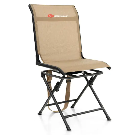 All-weather Outdoor Foldable 360-Degree Swivel Chair with Iron Frame-Brown {4}