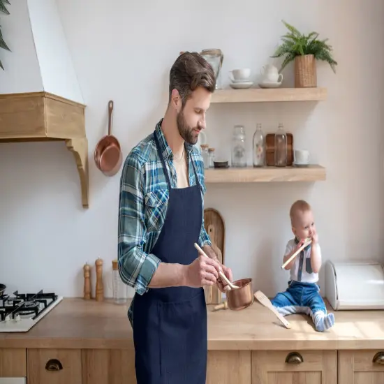 Wear'm Extra Large Apron With Pockets 29"x32"-Denim {2}