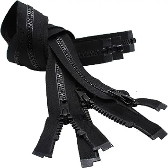 Zipperstop Wholesale YKK 8" Vislon Zipper ~ YKK #5 Molded Plastic ~ Separating - Black (3 Zippers/Pack) {1}